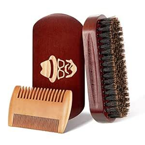 Beard Brush, 100% Boar Bristle Natural Black Walnut Wood Beard Comb Hair Mustache Shaving Brush Facial Hair Brush