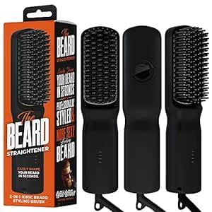 Beard Straightener for Men Brush by Wild Willies - 2-in-1 Heated Beard Brush, 3 Temperature Settings for Beard - Anti-Scalding & Ionic Technology Eliminates Frizz - Beard Straightening Comb