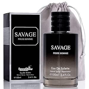 Savage 3.4 Oz Eau De Toilette Spray Refreshing & Warm Masculine Scent for Daily Use Men's Casual Cologne Includes NovoGlow Carrying Pouch Smell Fresh All Day A Gift for Any Occasion