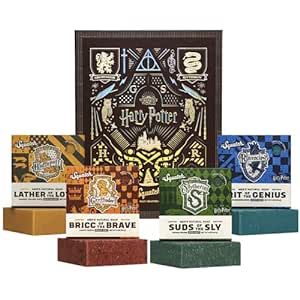 Dr. Squatch Soap Harry Potter Collection with Collector's Box - Men's Natural Bar Soap - 4 Bar Soap Bundle and Collector's Box - Soap inspired Gryffindor, Slytherin, Ravenclaw, and Hufflepuff
