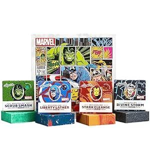 Dr. Squatch Soap Avengers Collection with Collector’s Box - Men’s Natural Bar Soap - 4 Bar Soap Bundle inspired by the Incredible Hulk, Iron Man, Thor, Captain America