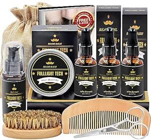 Beard Kit for Men Grooming & Care W/Beard Wash/Shampoo,3 Packs Beard Oil,Beard Balm Leave-in Conditioner,Beard Comb,Beard Brush,Beard Scissor,Beard Grooming Kit Gifts for Men Husband