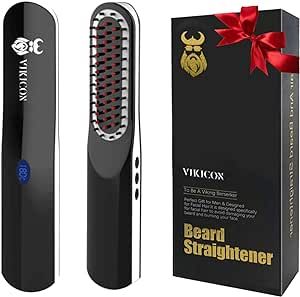 Beard Straightener, Beard Straightening Comb with Cordless/Mini Sized/Auto Shut Off for Traveling, Home, Dating, Great Gift for Dad, Father's Day Gift