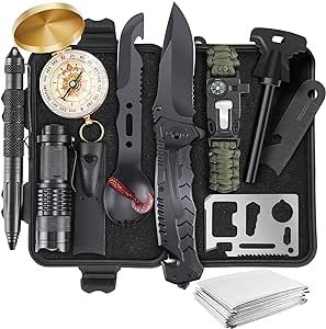 ABPIR Survival Kits, Gifts for Christmas Men Dad Husband Him, 13 in 1 Survival Gear and Equipment Tactical Tools for Camping Hiking Hunting Outdoor Adventure, Cool Birthday Idea