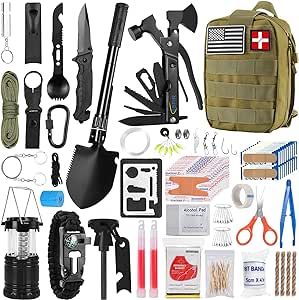 ABPIR Survival Kits, 170 PCS First Aid Kit/Trauma Kit with Essential Survival Gear Emergency Medical Supplies for Hiking Camping Backpacking Outdoor Adventure, Gifts for Him Dad Men Christmas