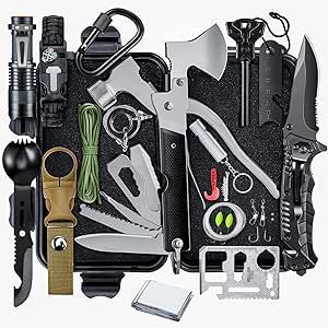 ACEROMT Gifts for Men Dad Him Christmas - Survival Kits, Survival Gear and Equipment 15 in 1, Cool Gadgets Fishing Hiking Camping Gift for Husband Teen Boy Boyfriend Women, Stocking Stuffers for Men