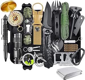LAUFARY Survival Kits 30 in 1, Christmas Birth Day Gift for Men Women Adventure Lovers, Survival Gear and Equipment, Camping Accessories, Cool Gadgets, Camping, Fishing, Hunting, Adventure.